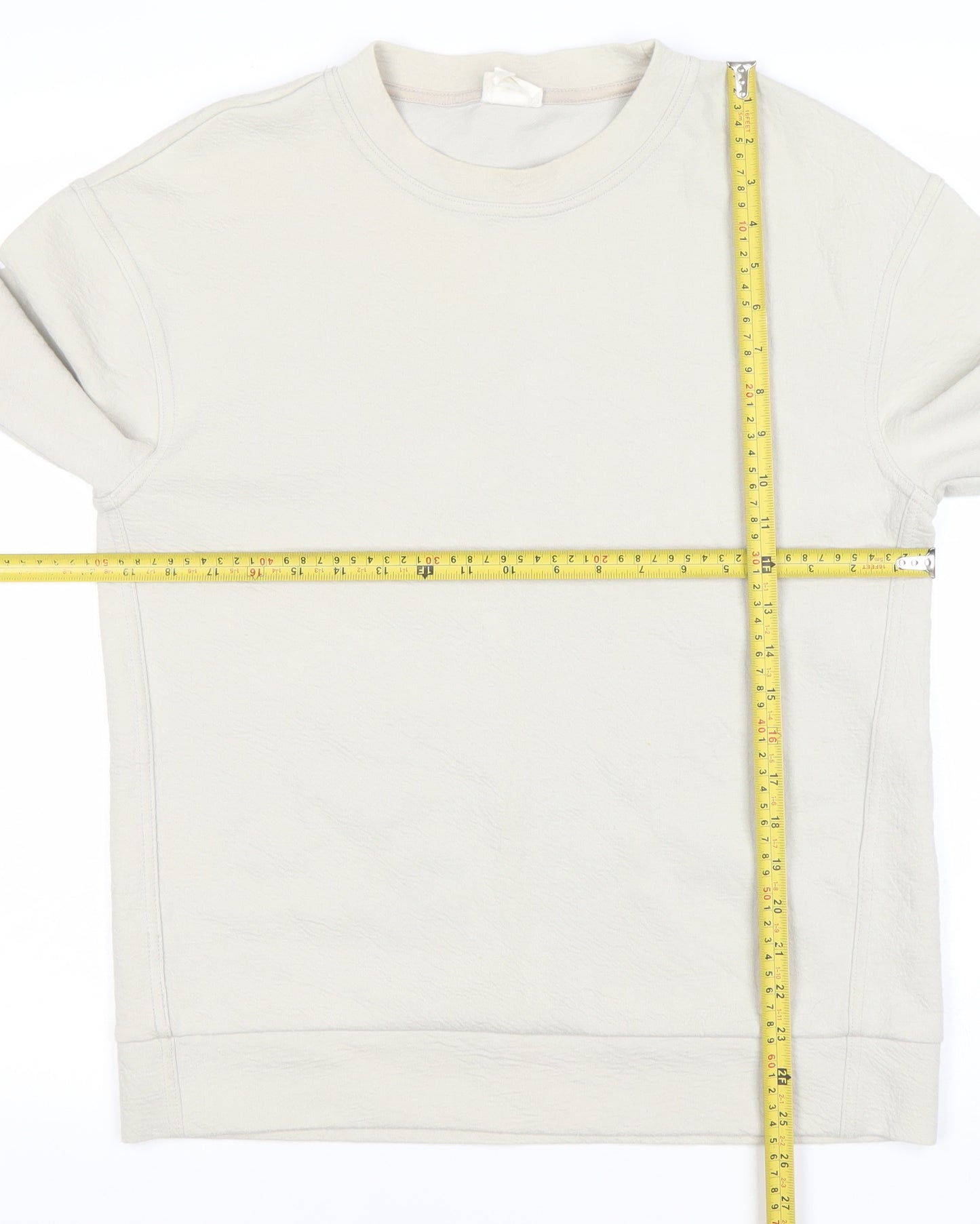 H&M Men Beige Cotton Blend Crew Neck Sweatshirt Size S