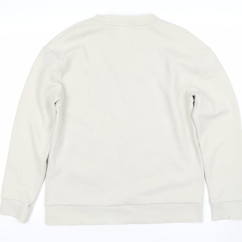 H&M Men Beige Cotton Blend Crew Neck Sweatshirt Size S