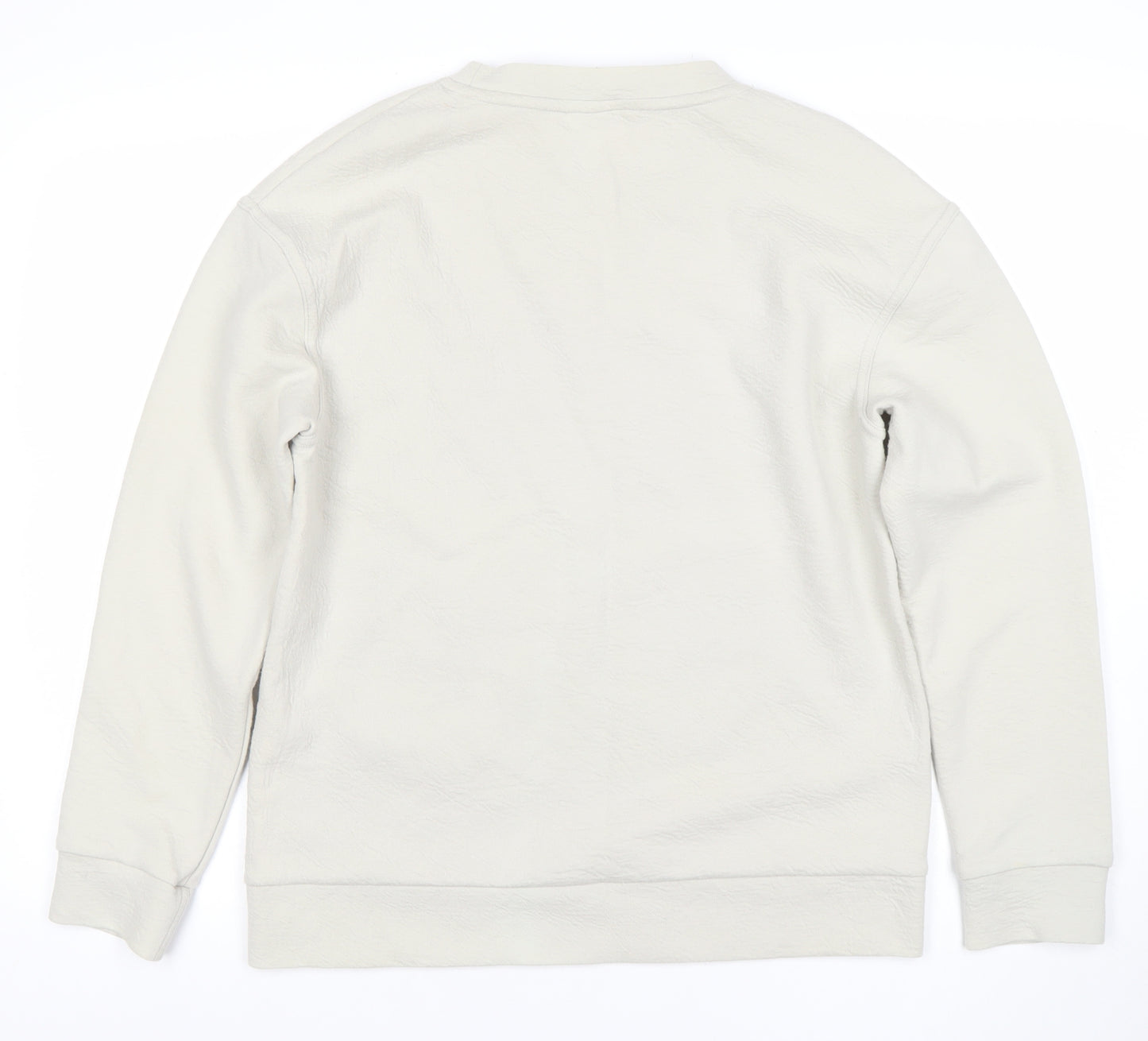 H&M Men Beige Cotton Blend Crew Neck Sweatshirt Size S