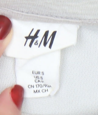 H&M Men Beige Cotton Blend Crew Neck Sweatshirt Size S