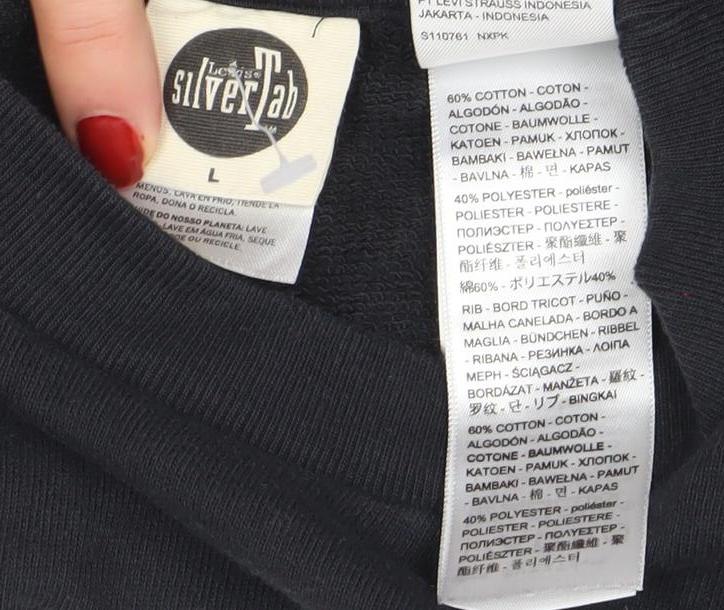 Levi’s SilverTab Black Cotton Crew Neck Sweatshirt Women’s L