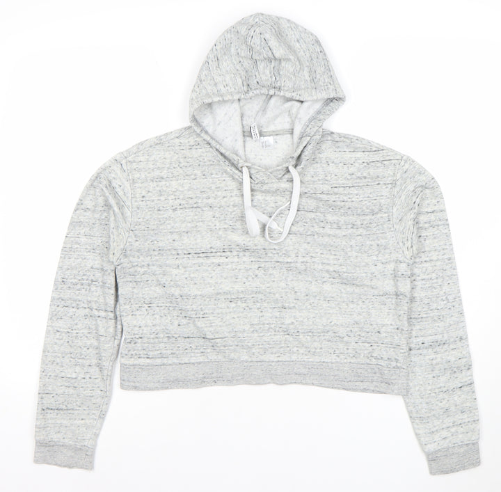 H&M Divided Women's Grey Hoodie Medium Cotton Blend Pullover