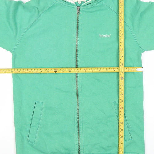 Howies Womens Green Full Zip Hoodie Size 10 Cotton Blend Casual