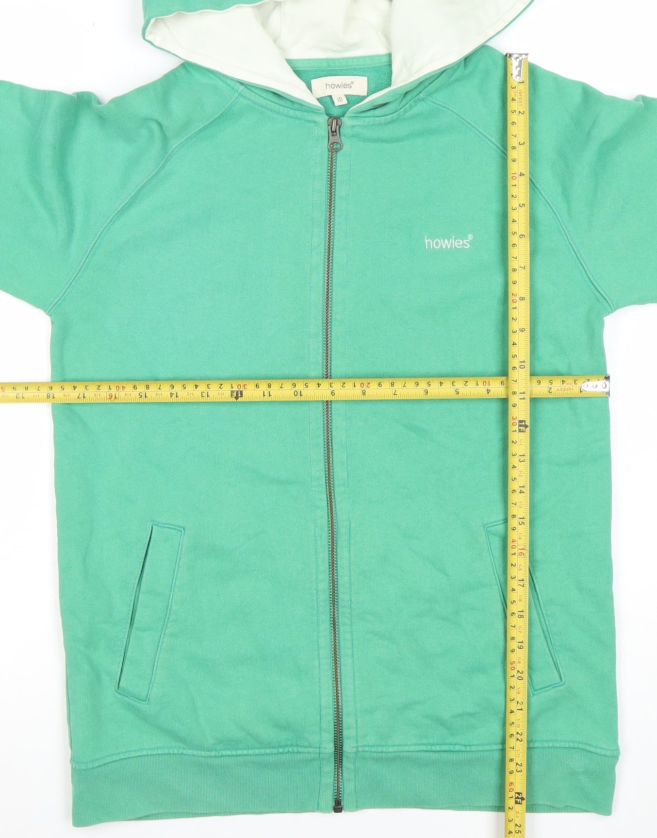 Howies Womens Green Full Zip Hoodie Size 10 Cotton Blend Casual