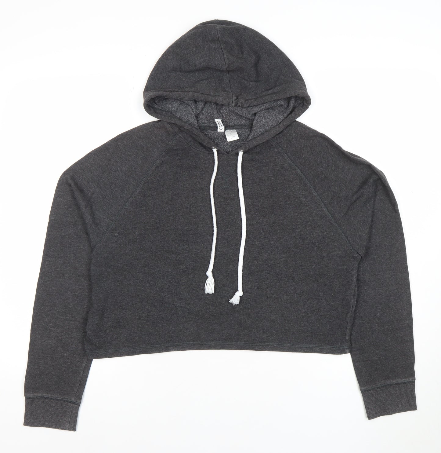 H&M Divided Womens Dark Grey Cropped Pullover Hoodie Size 12 M