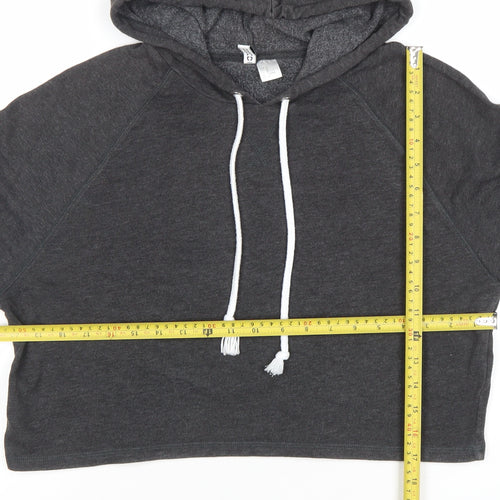 H&M Divided Womens Dark Grey Cropped Pullover Hoodie Size 12 M