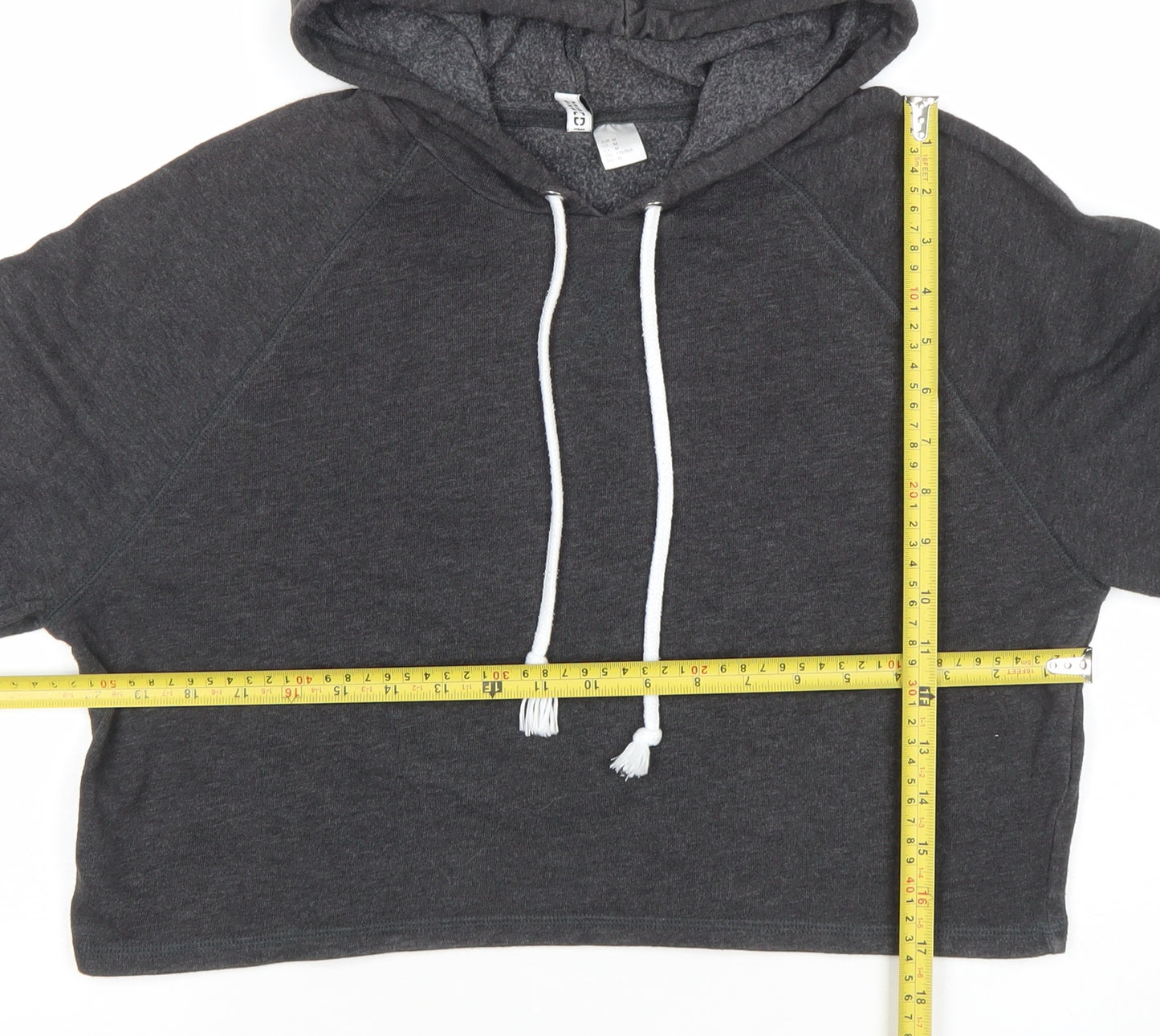 H&M Divided Womens Dark Grey Cropped Pullover Hoodie Size 12 M