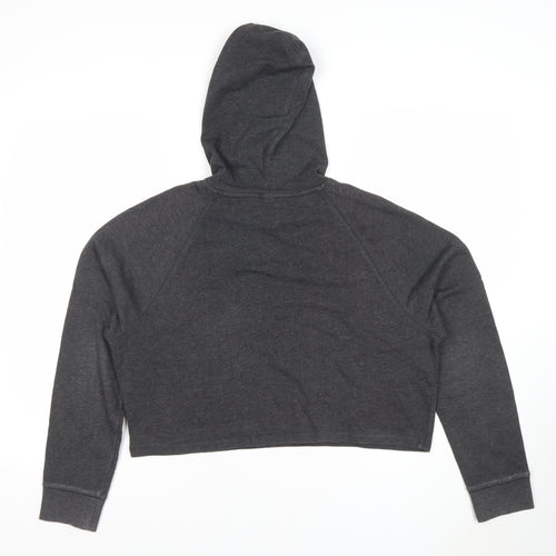 H&M Divided Womens Dark Grey Cropped Pullover Hoodie Size 12 M
