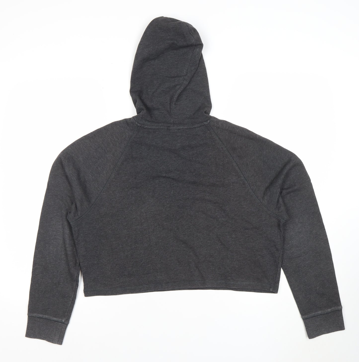 H&M Divided Womens Dark Grey Cropped Pullover Hoodie Size 12 M