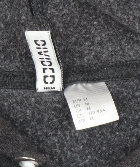 H&M Divided Womens Dark Grey Cropped Pullover Hoodie Size 12 M