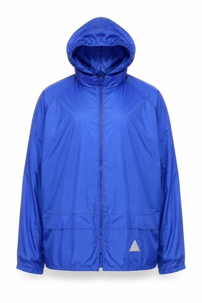 Front view of Result men’s blue m hooded lightweight windbreaker jacket