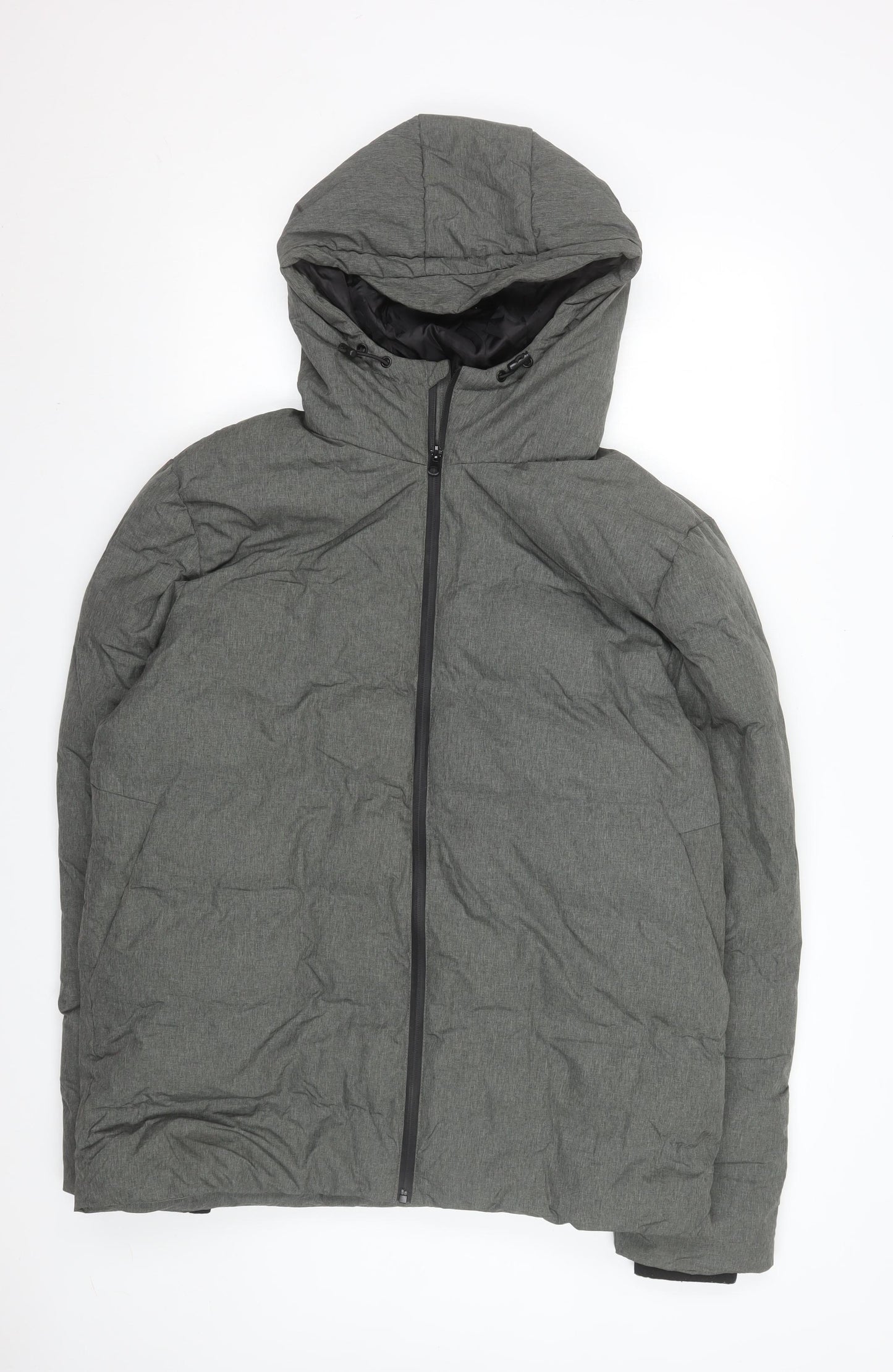 Primark Men's Grey L Hooded Puffer Jacket Winter Casual Coat