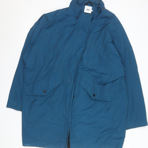 Kin Women Blue Long Rain Coat Size 18 Cotton Blend