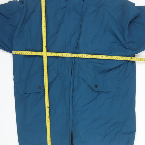 Kin Women Blue Long Rain Coat Size 18 Cotton Blend