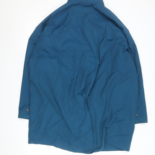 Kin Women Blue Long Rain Coat Size 18 Cotton Blend