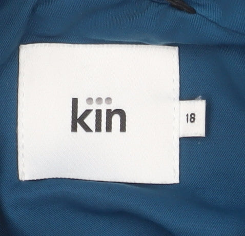 Kin Women Blue Long Rain Coat Size 18 Cotton Blend