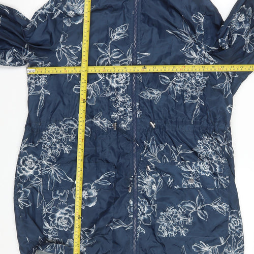 Dunnes Stores Women's Blue Floral Hooded Rain Jacket Size L