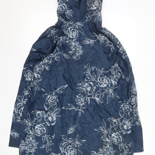 Dunnes Stores Women's Blue Floral Hooded Rain Jacket Size L