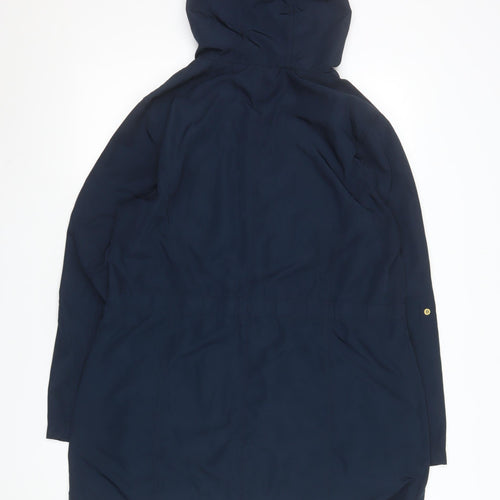 George Women’s Blue Hooded Parka Jacket UK 16 Drawstring Waist Zip Front