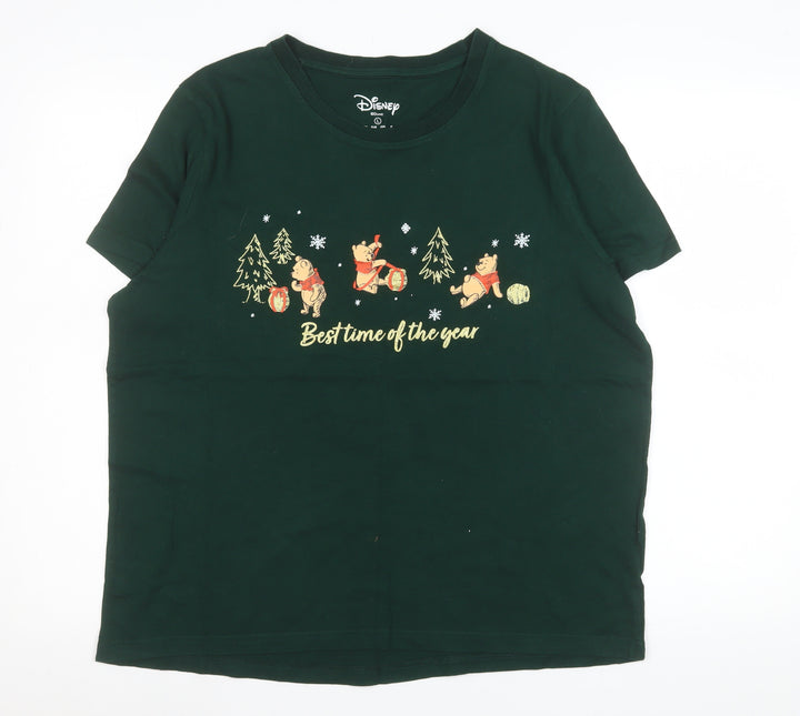 Disney Women’s Green Winnie the Pooh Christmas T-Shirt Size L