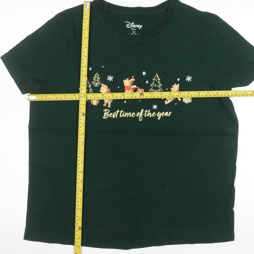 Disney Women’s Green Winnie the Pooh Christmas T-Shirt Size L