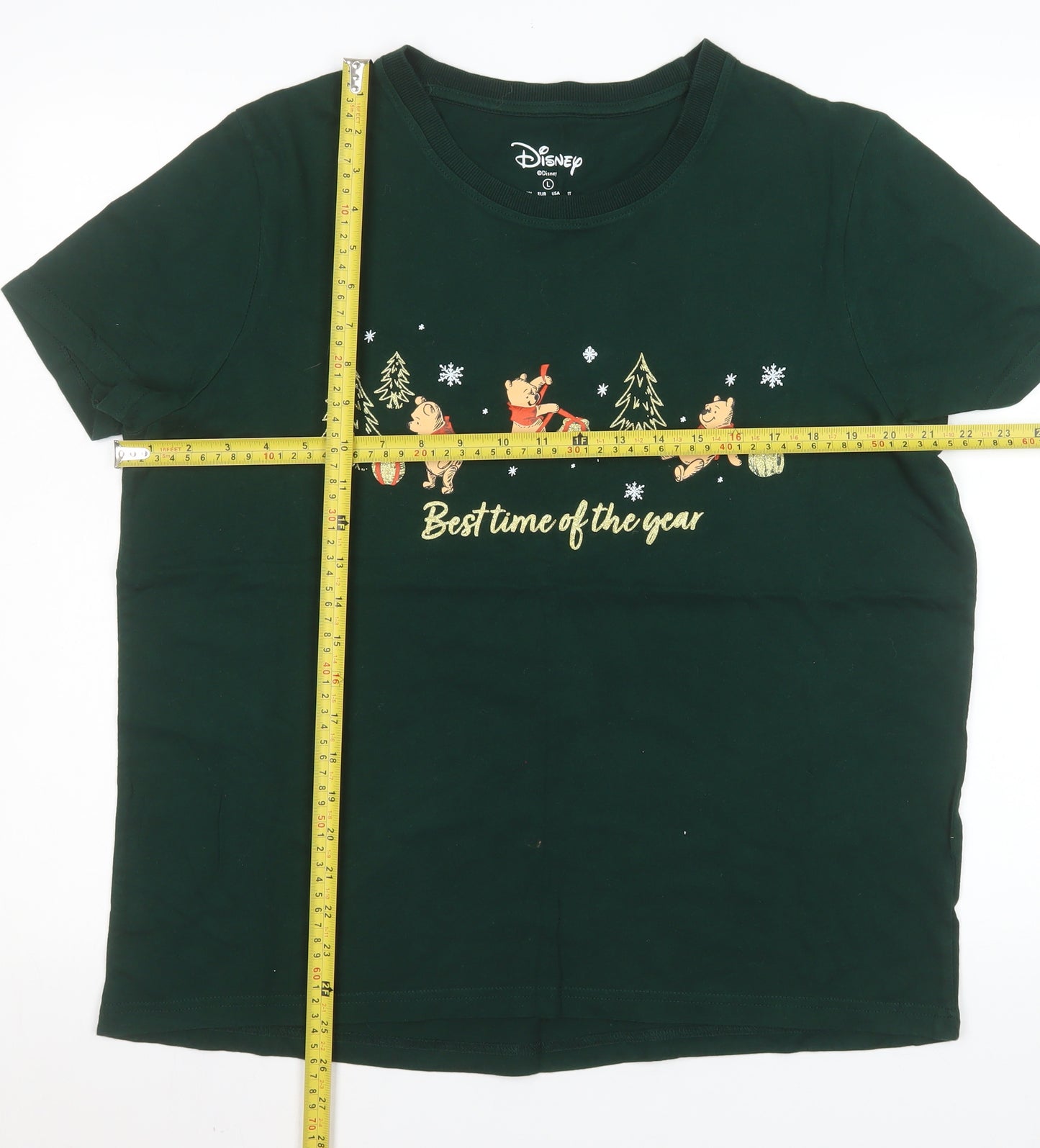 Disney Women’s Green Winnie the Pooh Christmas T-Shirt Size L