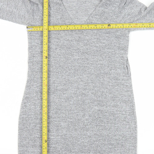 River Island Women’s Grey V-Neck Long Sleeve Knit Tunic Top UK 6