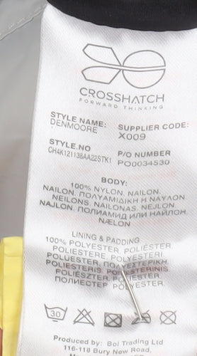 Crosshatch Women’s Grey Hooded Puffer Jacket Size 14 Long Zip Quilted Coat