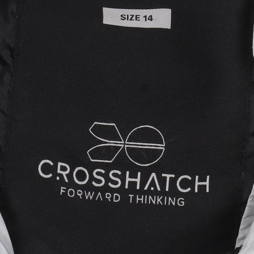 Crosshatch Women’s Grey Hooded Puffer Jacket Size 14 Long Zip Quilted Coat