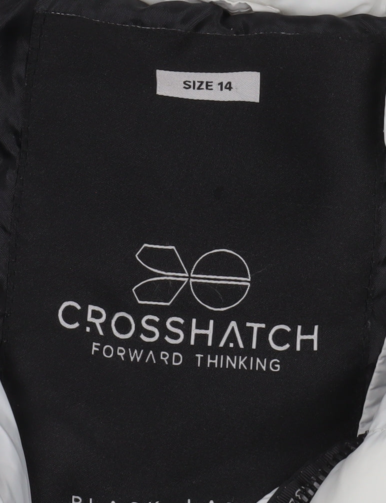 Crosshatch Women’s Grey Hooded Puffer Jacket Size 14 Long Zip Quilted Coat