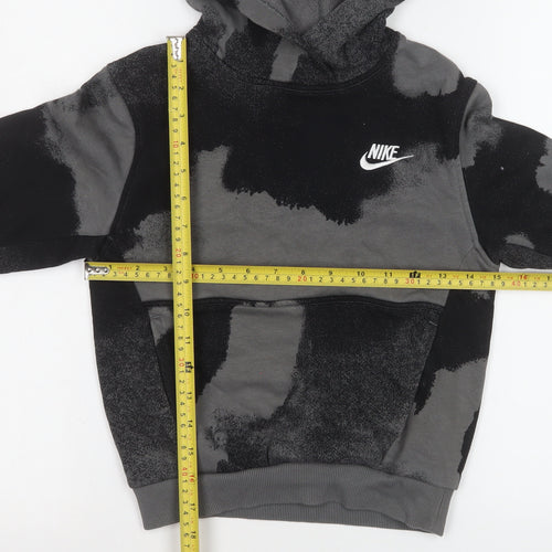 Nike Boys Black Grey Pullover Hoodie Small 128-137cm Cotton Blend