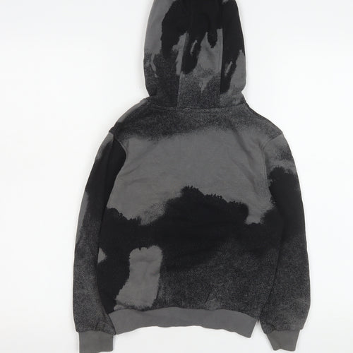 Nike Boys Black Grey Pullover Hoodie Small 128-137cm Cotton Blend