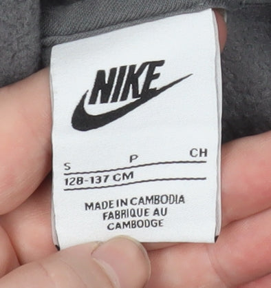 Nike Boys Black Grey Pullover Hoodie Small 128-137cm Cotton Blend