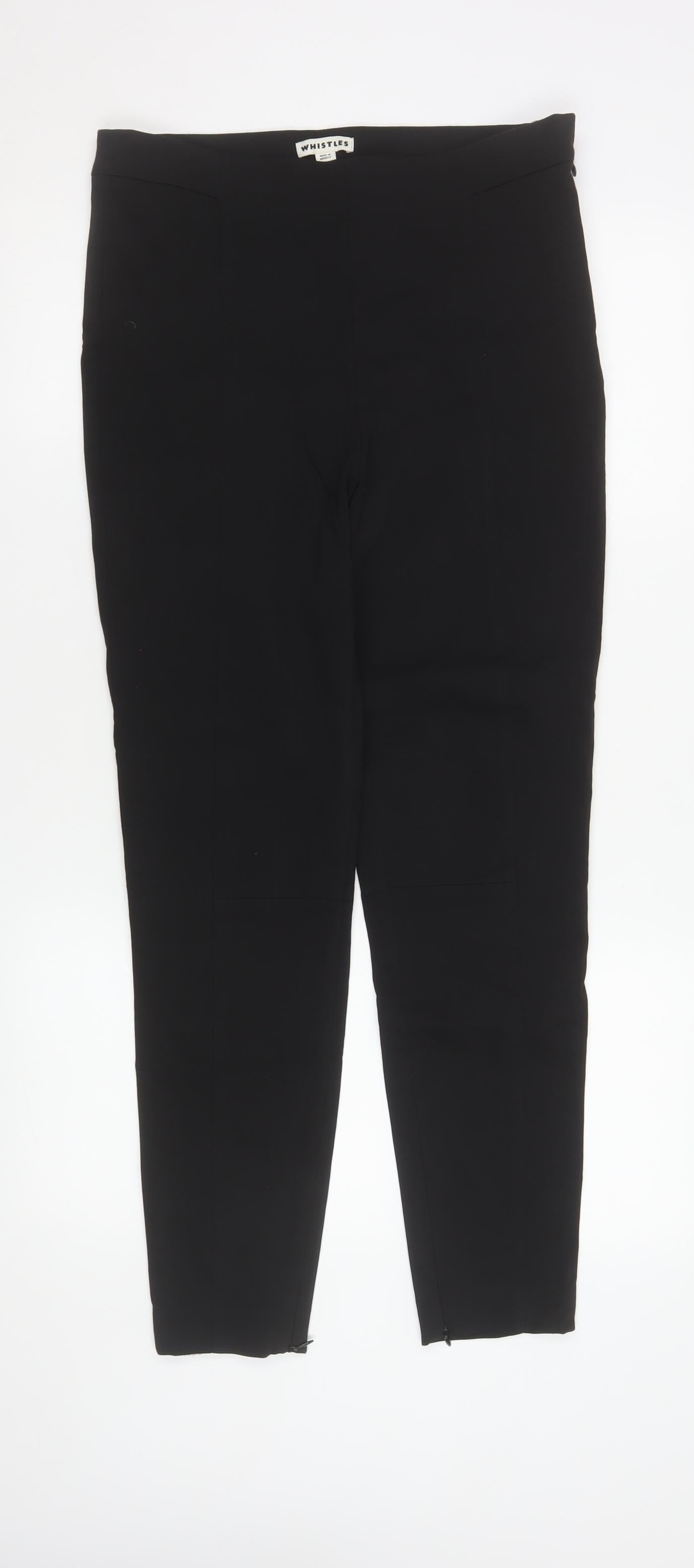 Whistles Women's Black Size 12 Slim Tailored Trousers with Ankle Zip