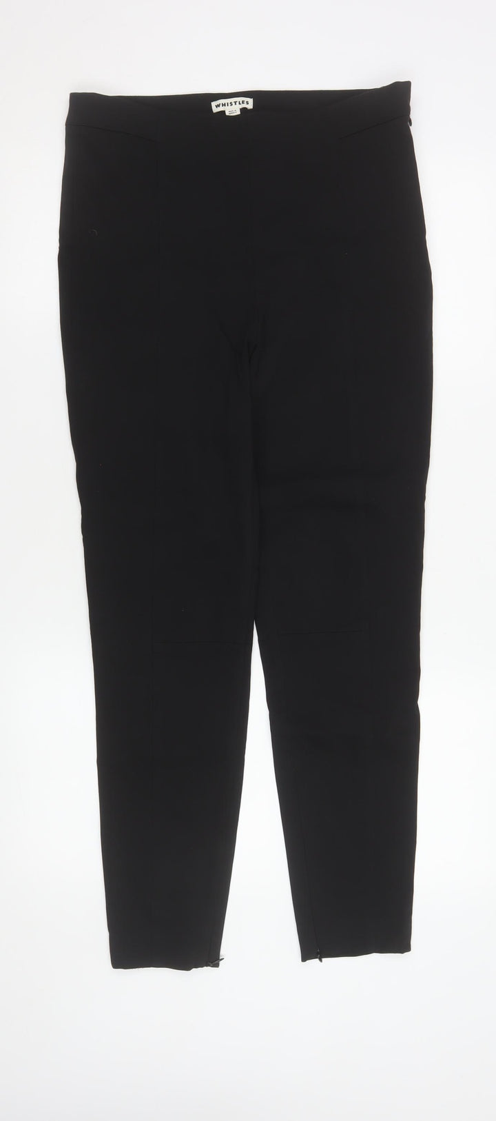 Whistles Women's Black Size 12 Slim Tailored Trousers with Ankle Zip