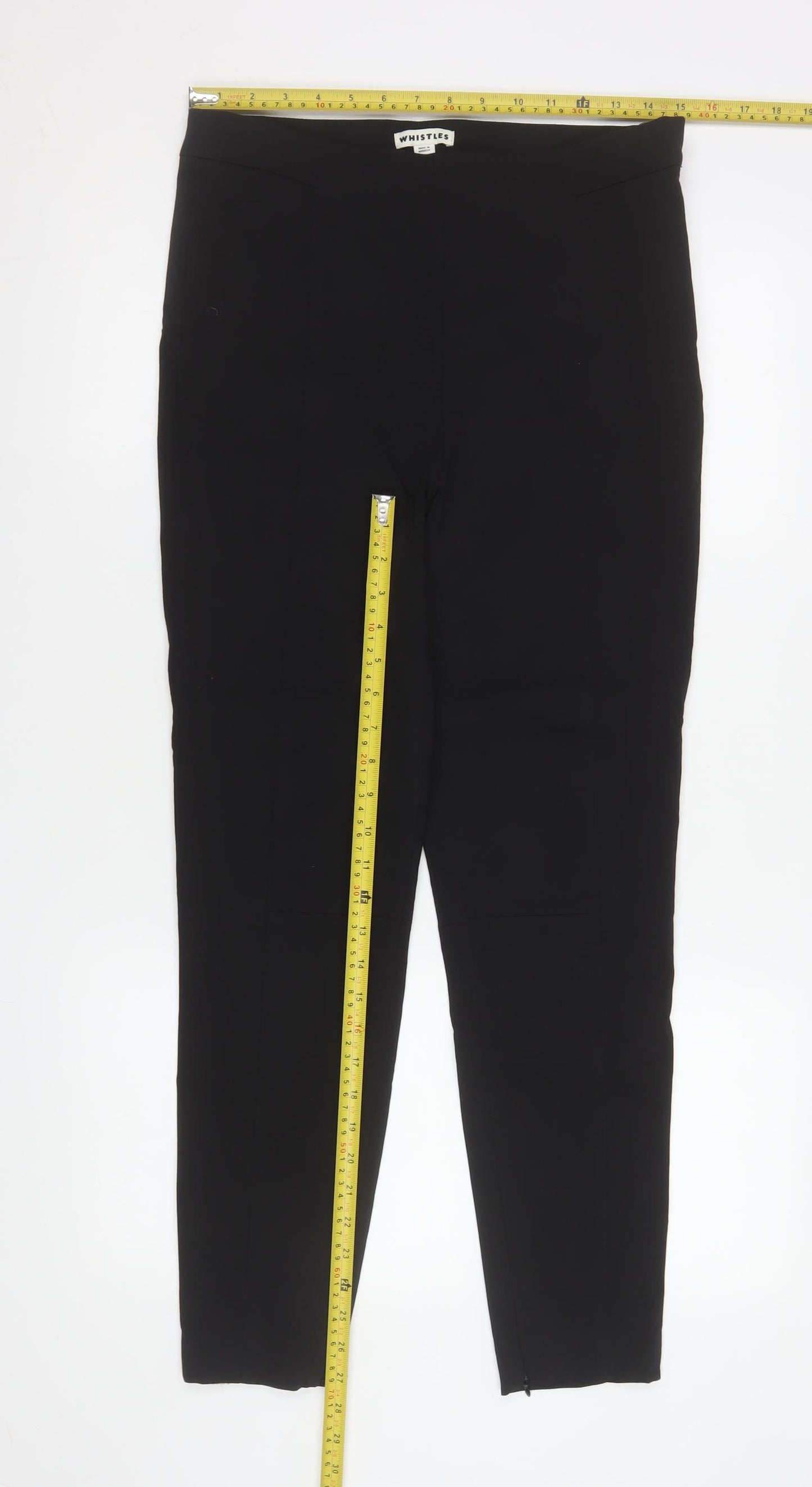 Whistles Women's Black Size 12 Slim Tailored Trousers with Ankle Zip
