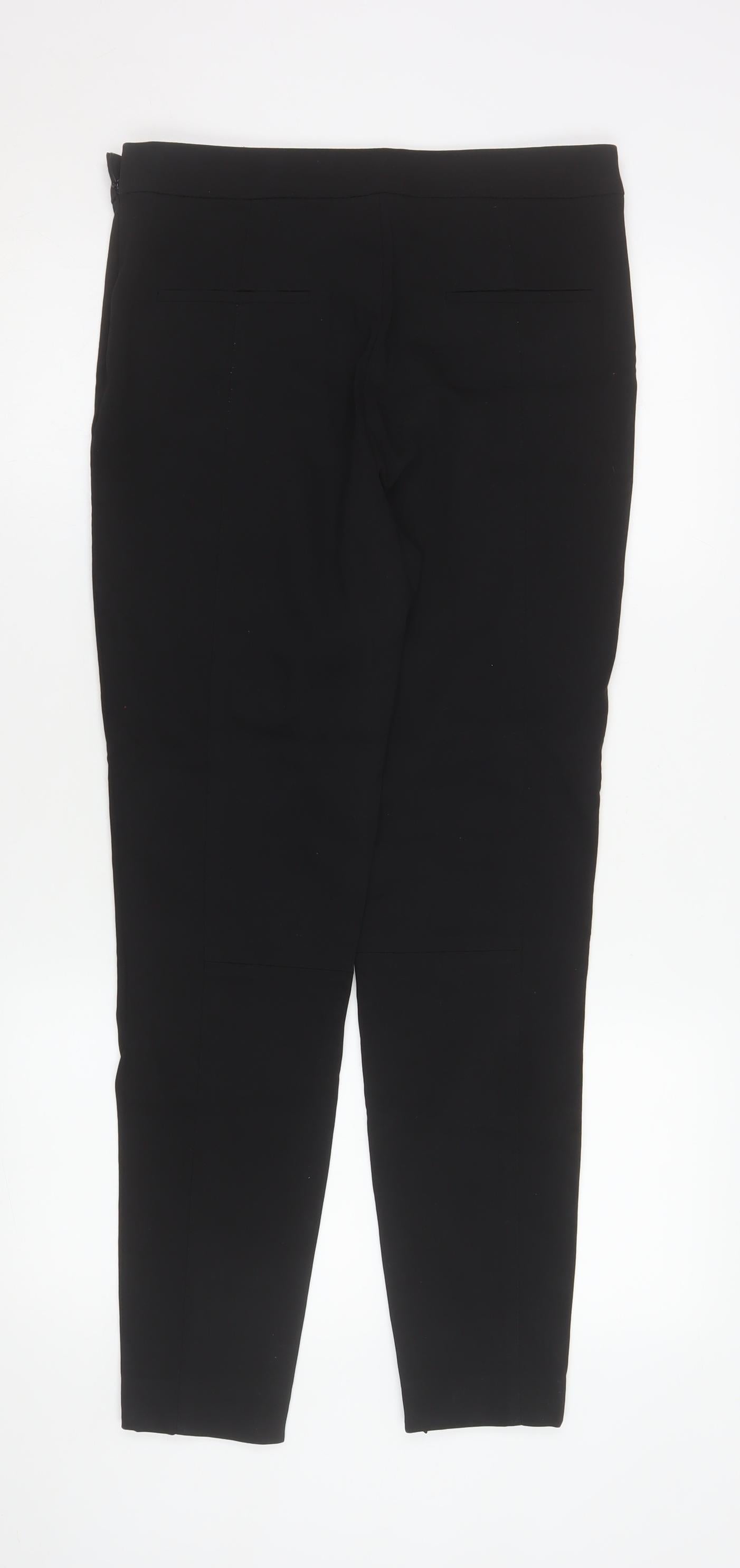 Whistles Women's Black Size 12 Slim Tailored Trousers with Ankle Zip