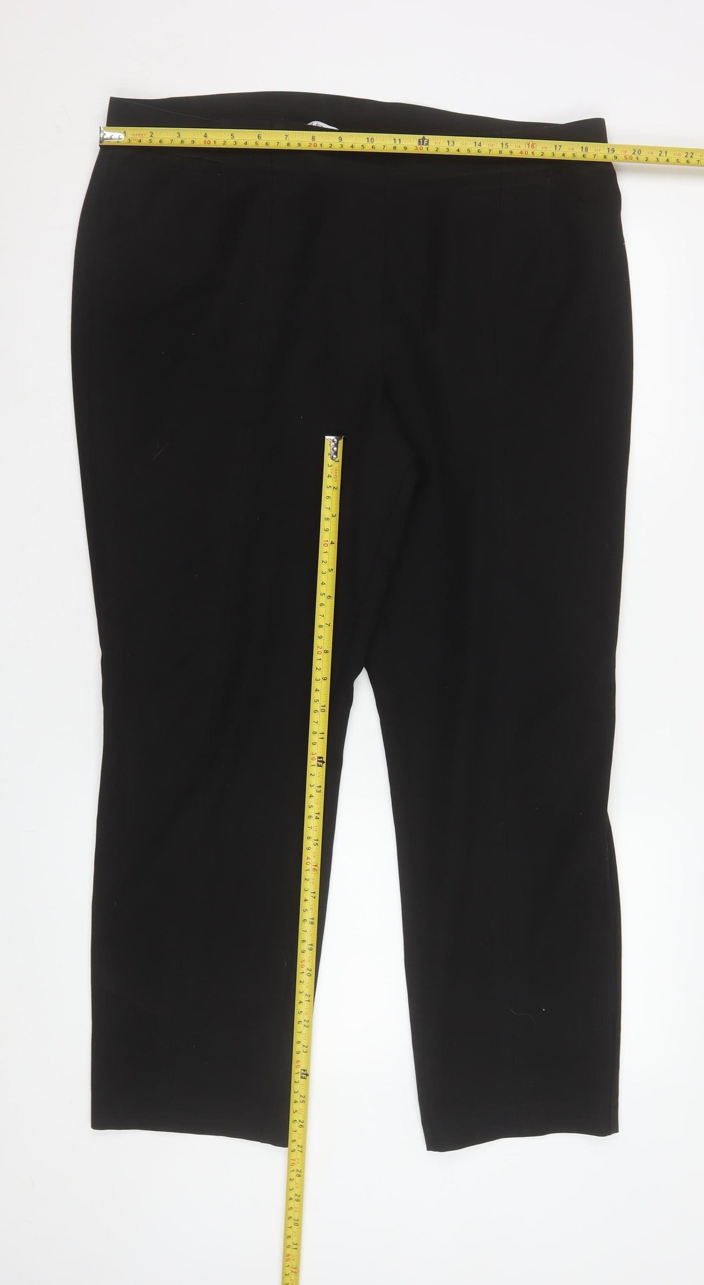 Gallery Womens Black Size 16 Cropped Trousers Stretch Polyester Blend
