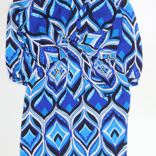 Dunnes Stores Women’s Blue Geometric Shirt Dress Size 14