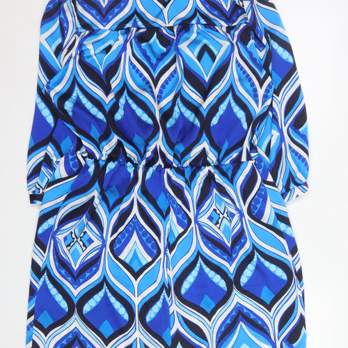 Dunnes Stores Women’s Blue Geometric Shirt Dress Size 14
