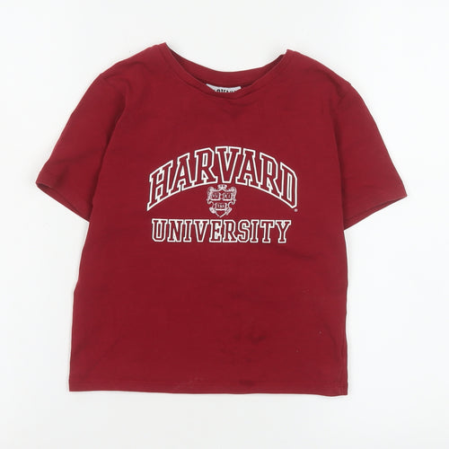 Harvard Girls Red 11-12 Years Graphic Print Cotton T-Shirt