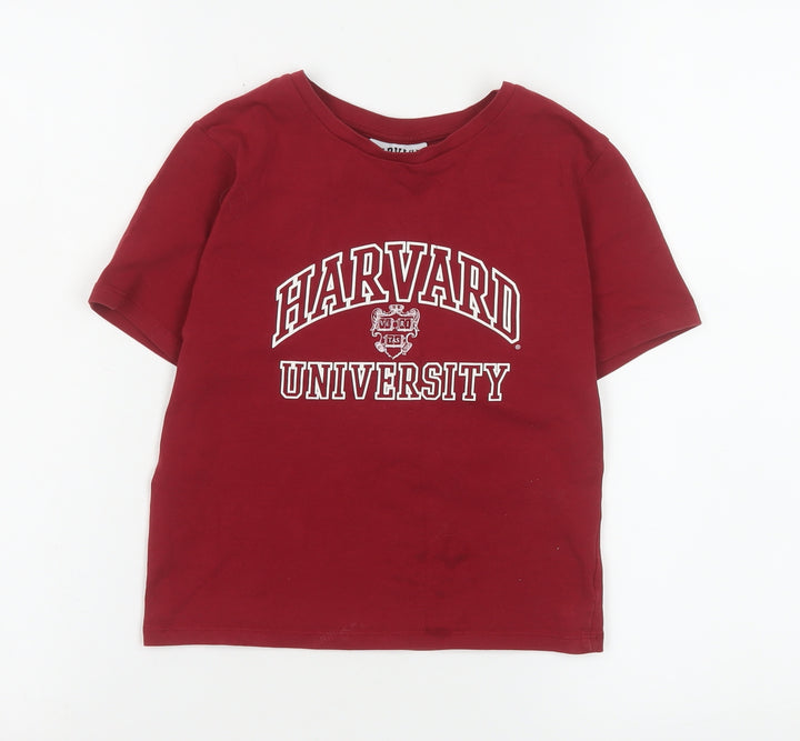 Harvard Girls Red 11-12 Years Graphic Print Cotton T-Shirt