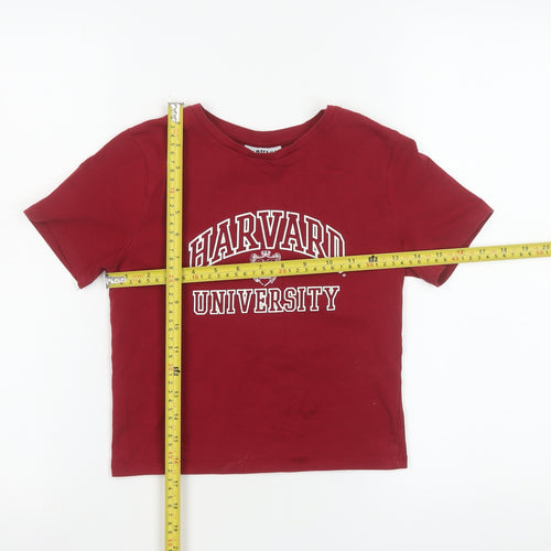Harvard Girls Red 11-12 Years Graphic Print Cotton T-Shirt