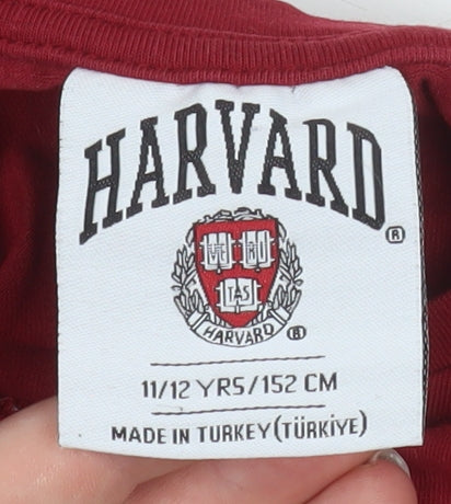 Harvard Girls Red 11-12 Years Graphic Print Cotton T-Shirt