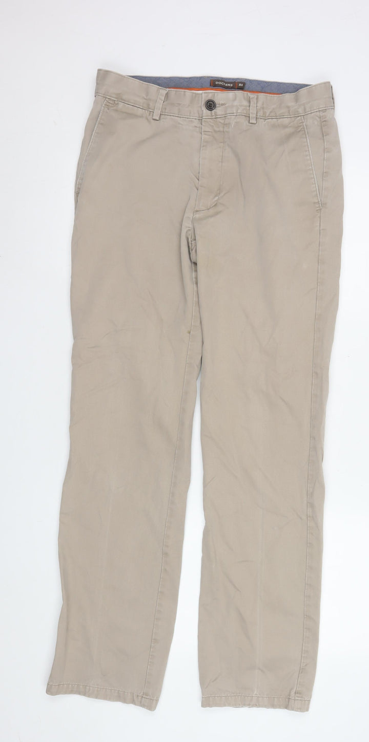Dockers Men Beige Chino Trousers 32x34 Slim Fit Cotton