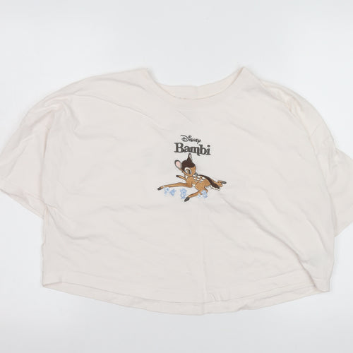 Primark Disney Bambi Women's Ivory Cropped T-Shirt Size S