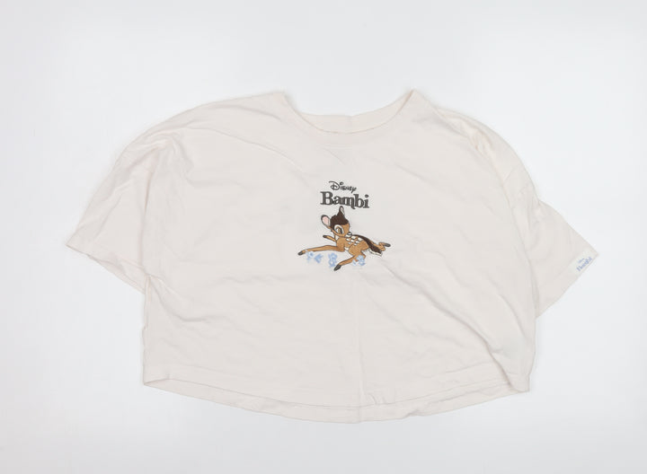 Primark Disney Bambi Women's Ivory Cropped T-Shirt Size S