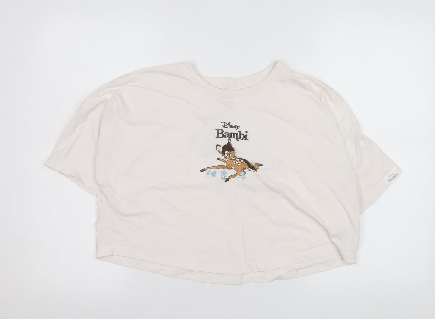 Primark Disney Bambi Women's Ivory Cropped T-Shirt Size S