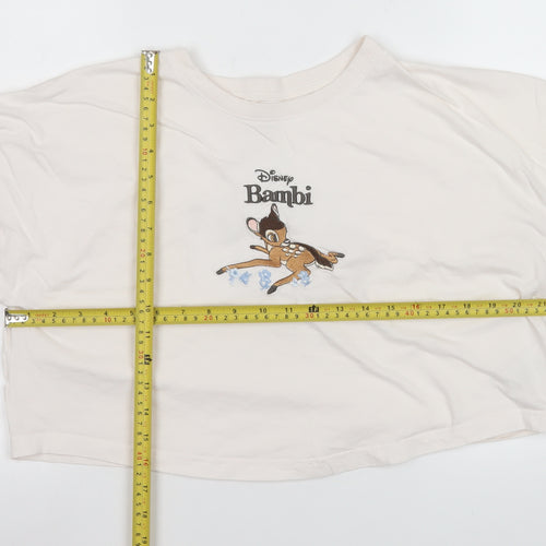 Primark Disney Bambi Women's Ivory Cropped T-Shirt Size S