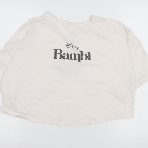 Primark Disney Bambi Women's Ivory Cropped T-Shirt Size S